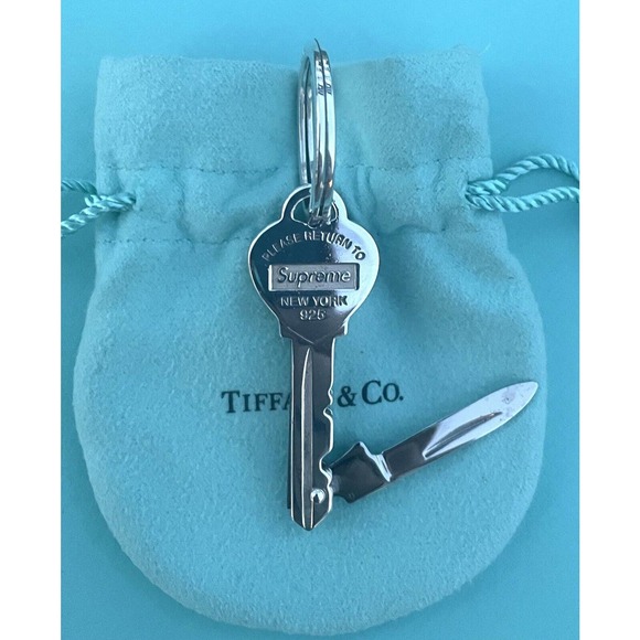 Tiffany & Co X Supreme Return T&co Heart Knife Key Ring Keychain Sterling Silver - Picture 5 of 15